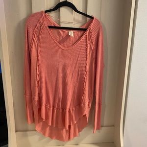 we the free coral waffle knit sweater